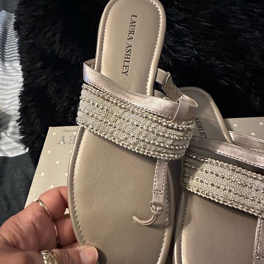 Laura Ashley Silver Beaded Women's Sandals